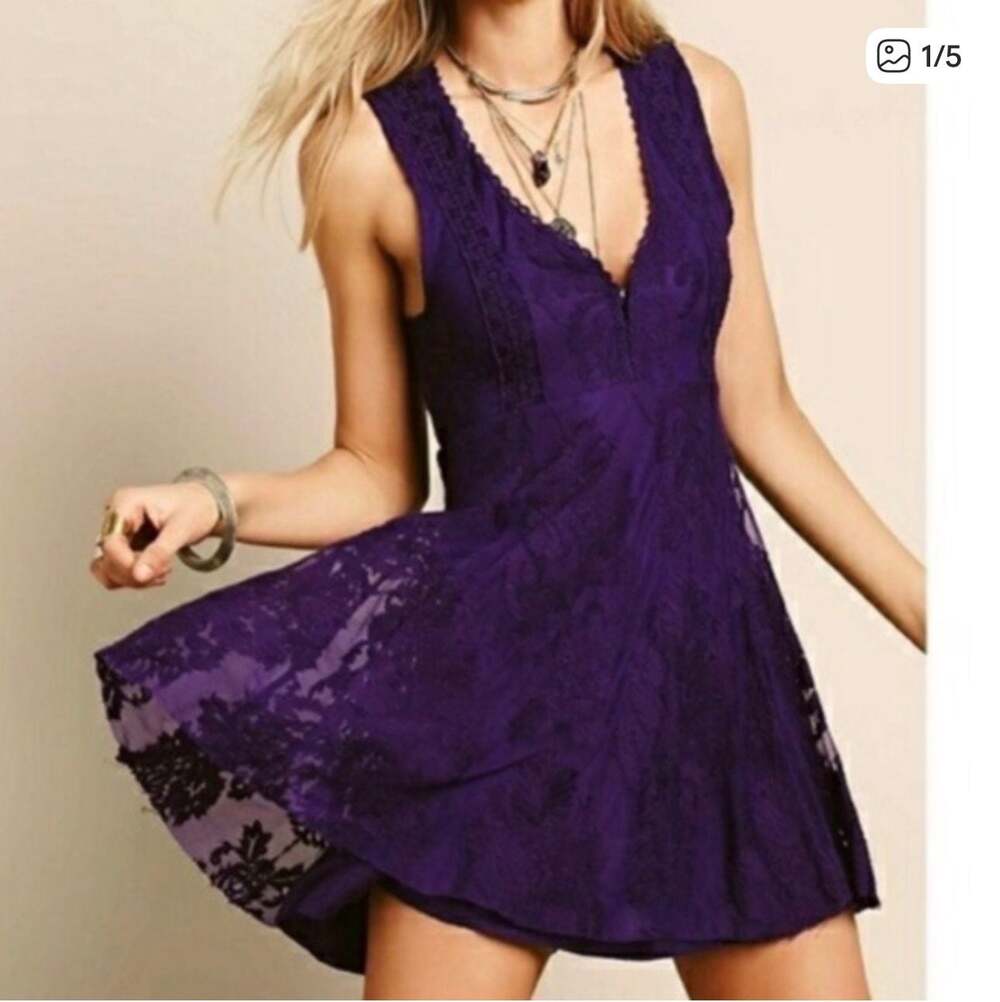 Free People Reign Over Me Sleeveless Floral Lace Mini Dress S